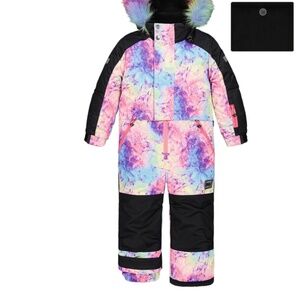 Deux Par Deux Rainbow Print One-Piece Snowsuit, Vibrant Multicolor Size 5